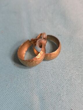 Hammered Gold Hoop Clip-On Earrings - Women Jewelry